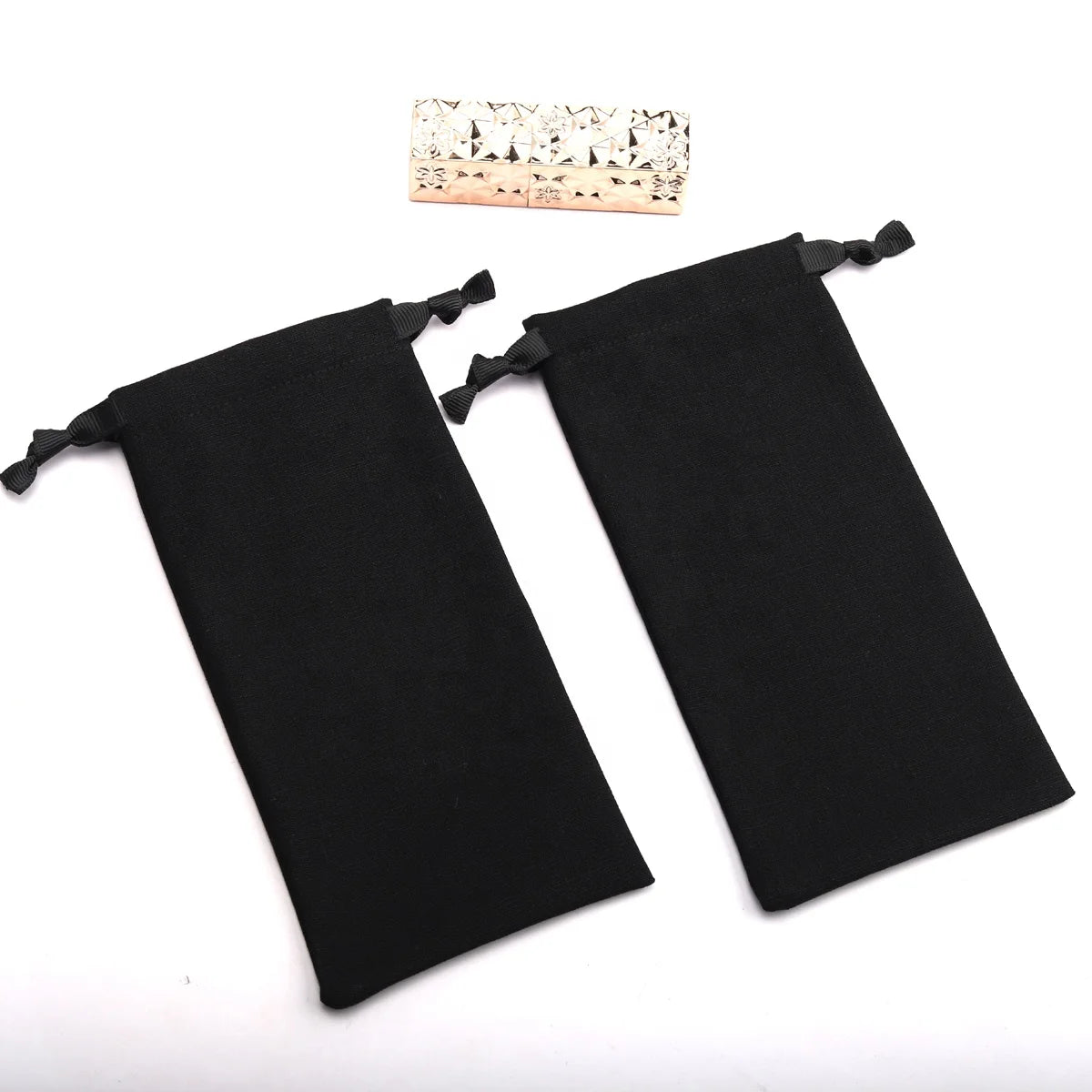 High Quality Black Cotton Linen Drawstring Chopsticks  Pen Packing Bag Organic Cotton Muslin Pouch
