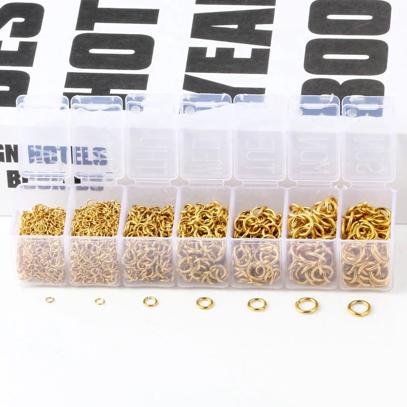 Wholesale Stainless Steel a Box of 18k Gold Color Open Jump Rings Connectors for DIY Jewelry Making Accessories