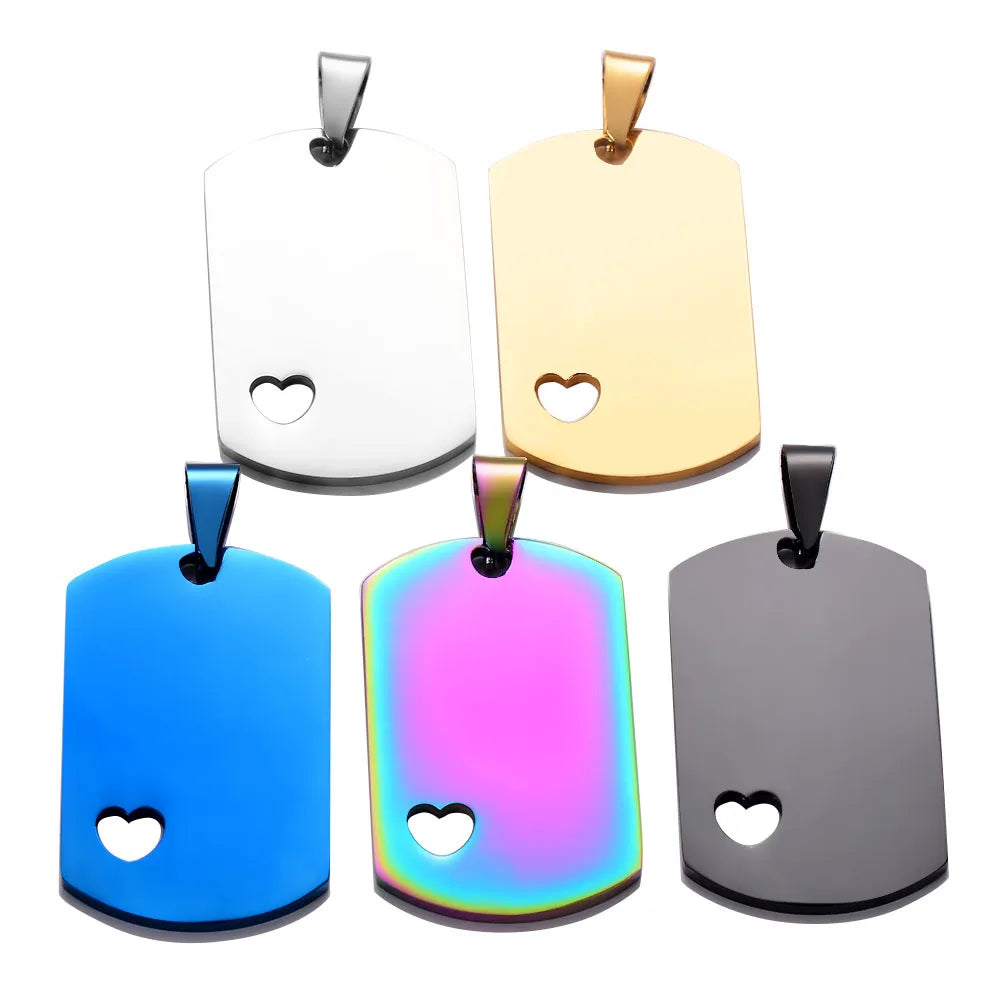 Factory Customization Personalized Mirror Polished Stainless Steel Hollow Pet Blank Label Heart Pendant Fine Pendants Charms