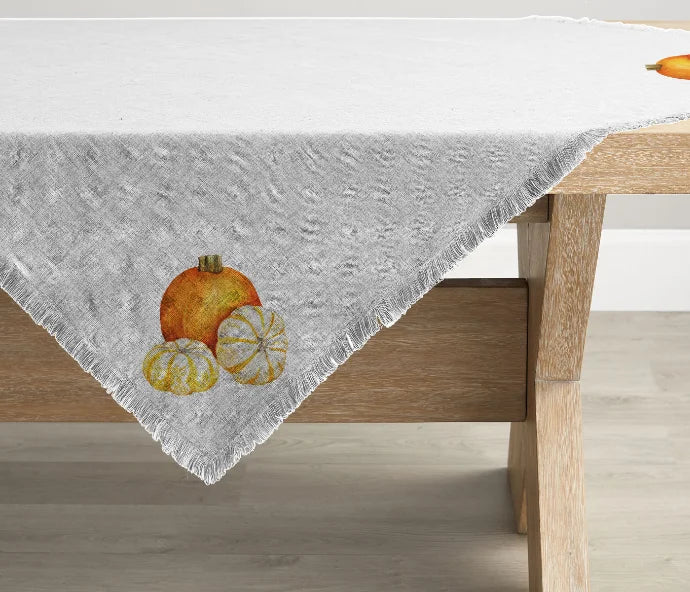 New Wholesale Natural Pumpkin Leaf Sunflower Harvest Decorative Woven Floral Red/Ivory Custom 100% Polyester Cozy Table Cloth