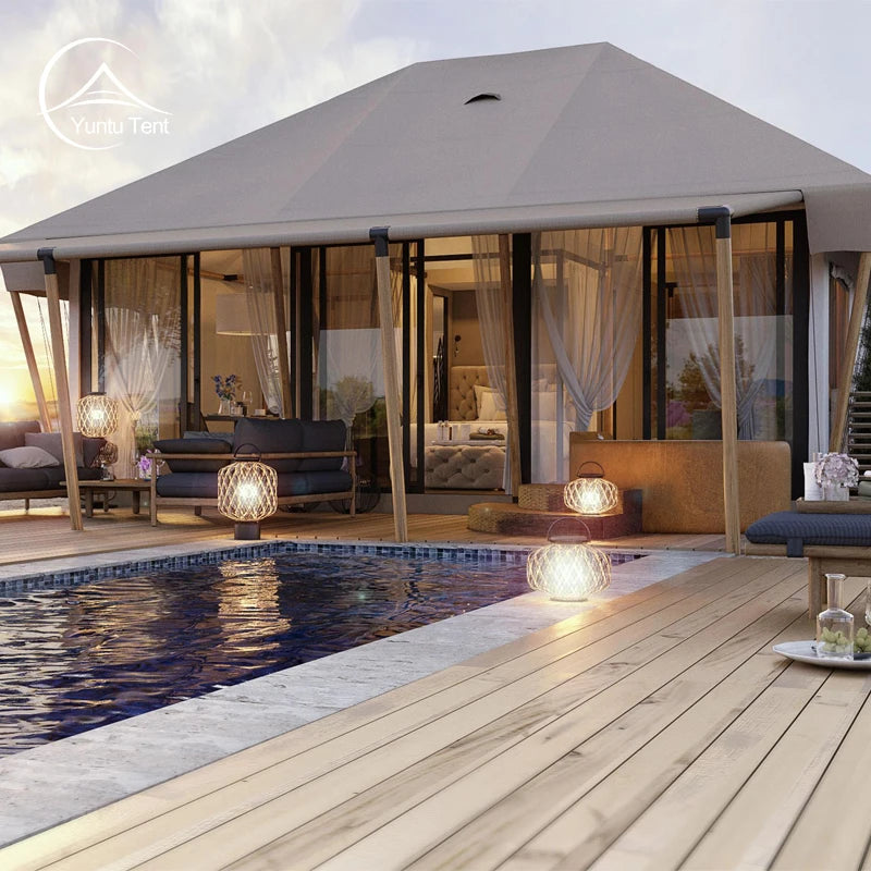 Modern Glamping Hotel Safari Tent Two-Story Style With Air Conditioning
