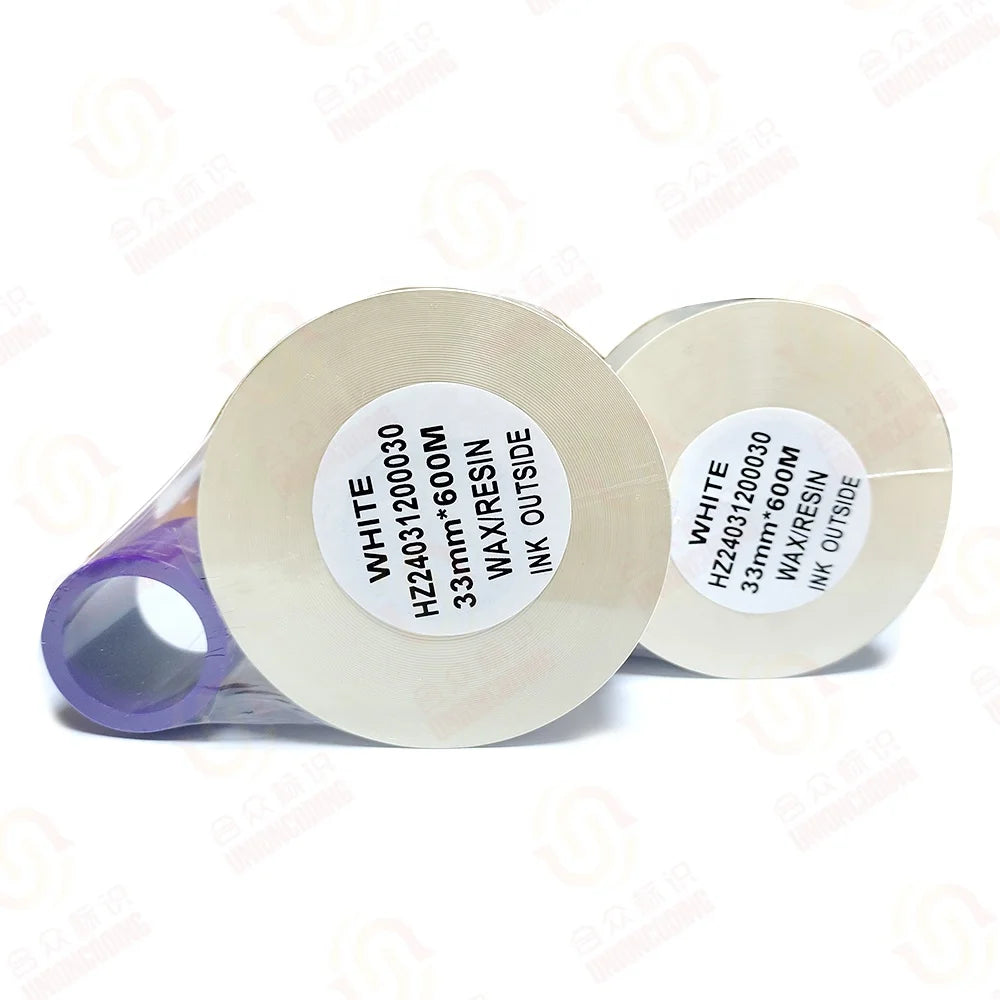 Premium Wax-Resin 33mm*600mm White Thermal Transfer Ribbon TTO Ribbon for TTO Printer