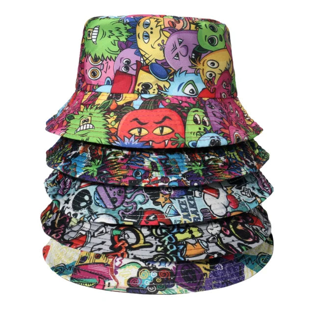 Wholesale Unisex Custom Embroidery logo Cotton Floral Outdoor Hip Hop Flat Top Wide Brim Adult Fisherman Bucket Hat Caps
