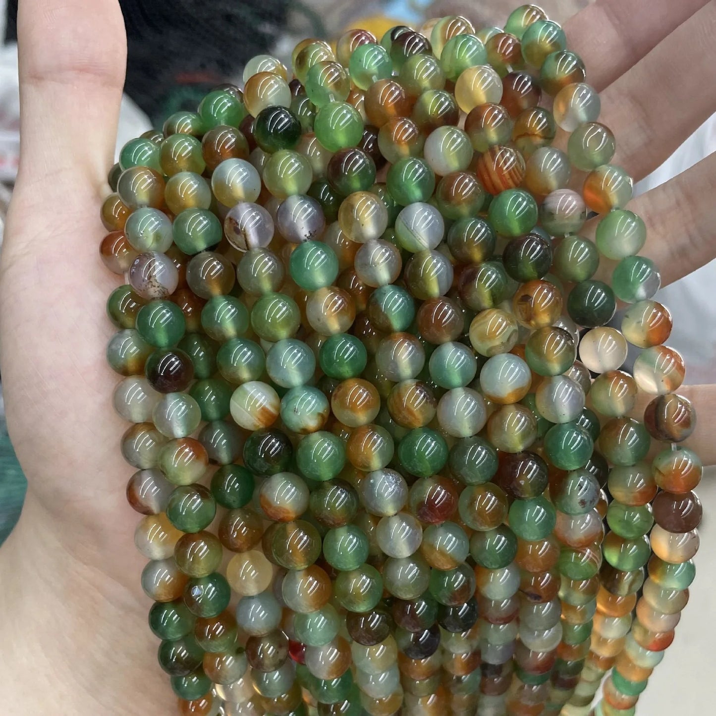 Genuine Natural Peacock Agate Beads Loose Round Semi-Precious Smooth Agate Gemstone BeadsFor Jewelry Making