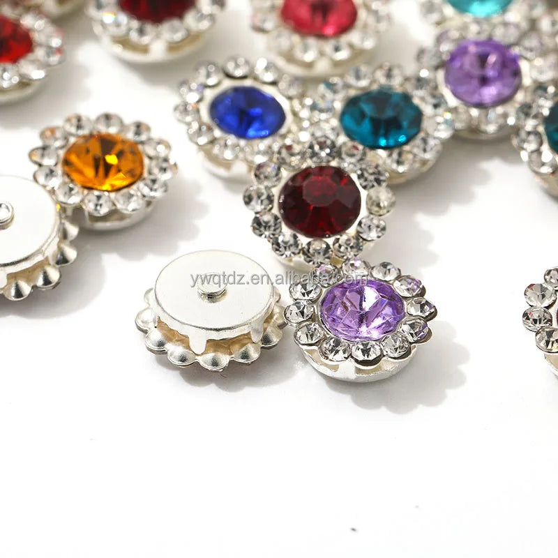 Factory Direct Double Floral Crystal Rhinestone Loose 8mm 10mm Gold and Silver Backing for Sewing Garments and Wedding Dresse