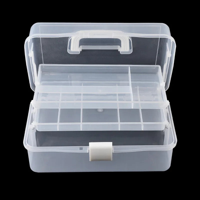 Double-layer Nail Art Tool Empty Storage Box Tweezers Clippers Nail Pens Polishing Nail Buffer Files Big Space Plastic Contai