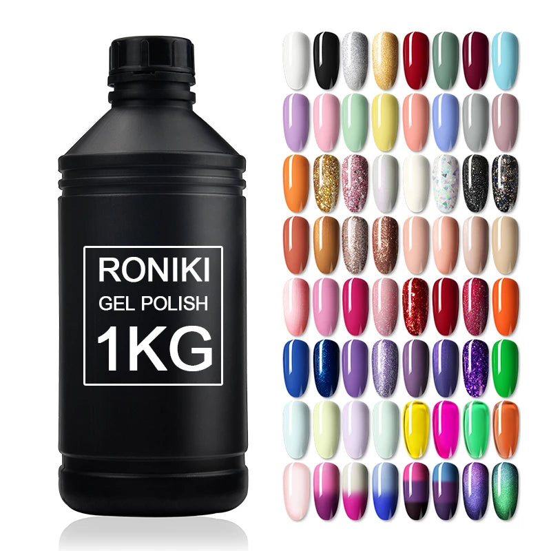 RONIKI Non-Toxic 1KG Nail Uv Gel  3000 Colors Very Good Wholesale Custom Logo Private Label Hema Free Gel Nail Polish