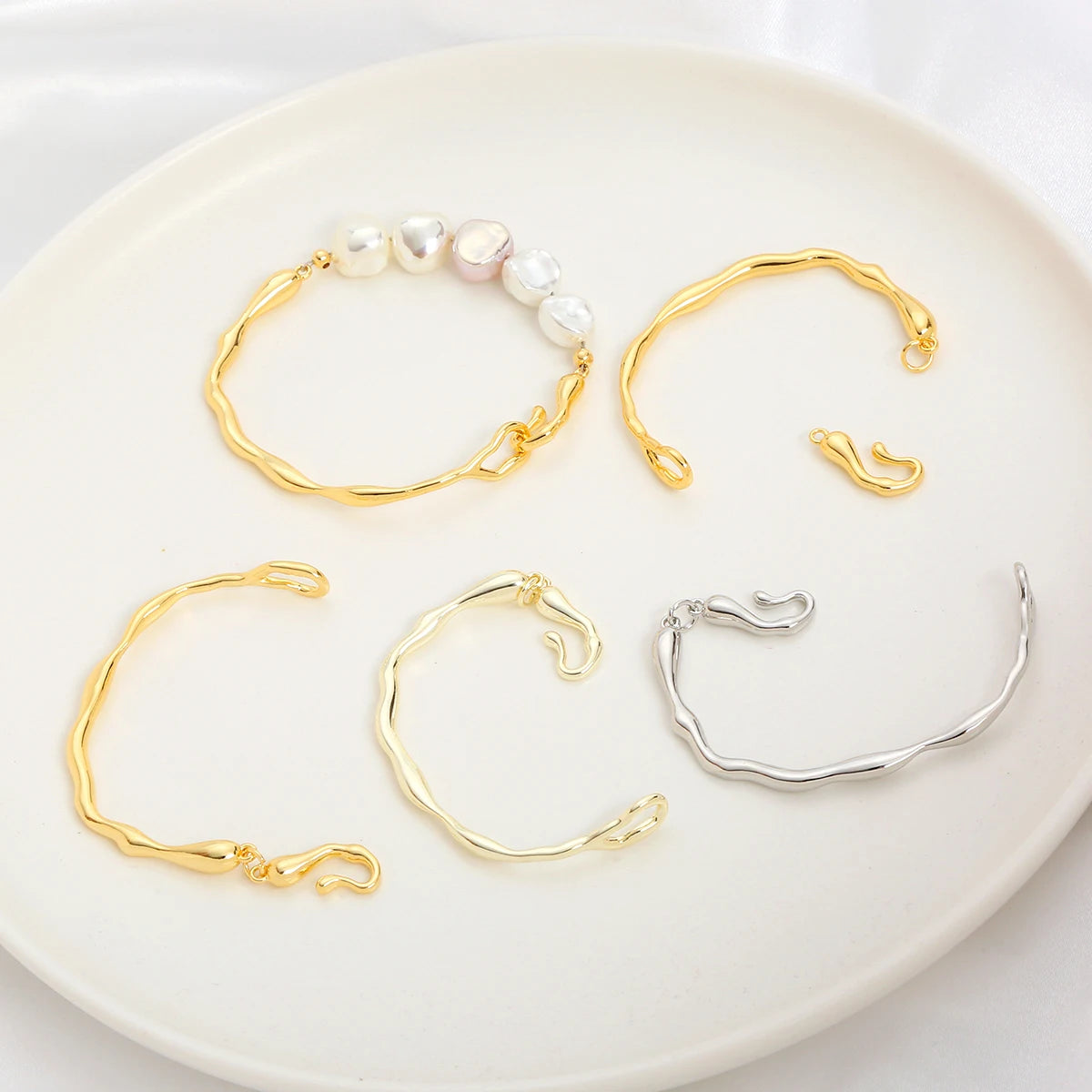 DIY Personalized Brass Vintage Fashion Bracelet Irregular Half Bangle with Adjustable Branch Shape