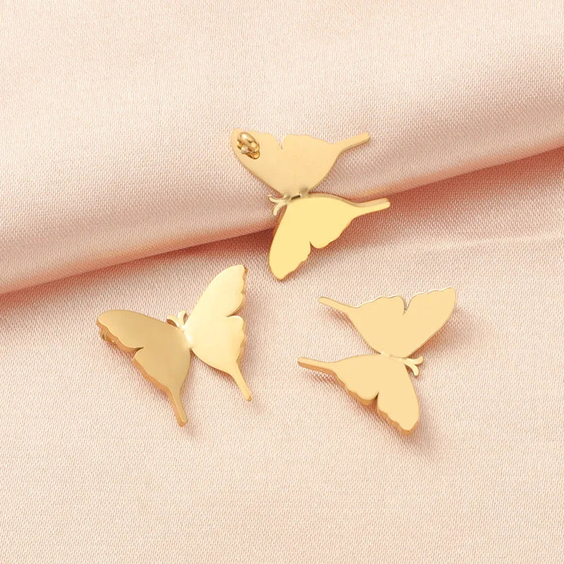 New Hot Selling Hypoallergenic Gold Filled Necklace Stainless Steel Cute Butterfly Pendant Charm for Jewelry Making