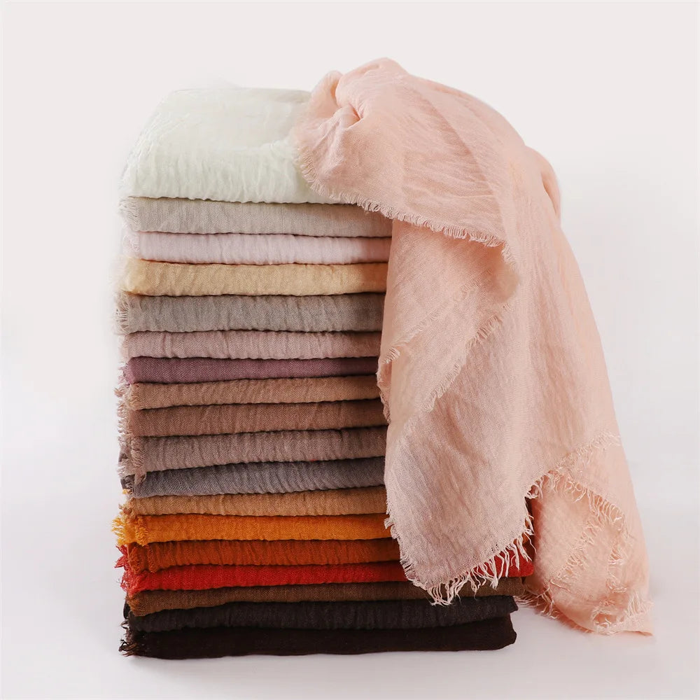 2024 New Solid Color Long Large Cotton Scarves for Women Plain Gold Wire Shimmer Glitter Cotton Shawl Scarf Muslim Hijabs Tur