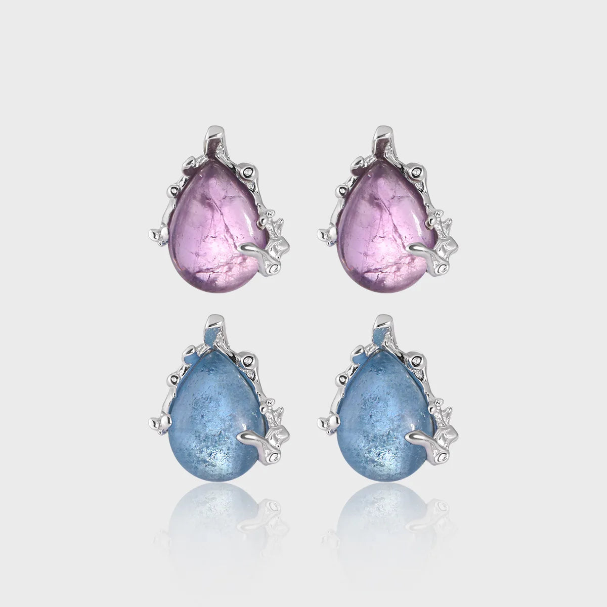 High Grade Sample Luxury Design Pure 925 Sterling Silver Amethyst Gemstone Stud Earrings for Women Fine Jewelry Gift M0828