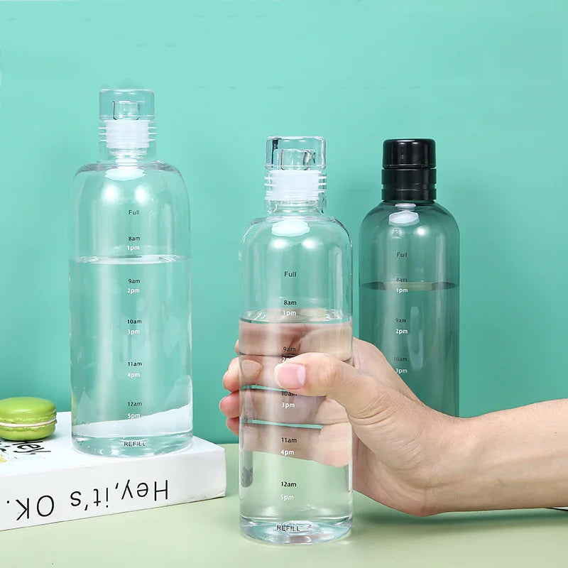 Sport Trending Products Time Marker clear Plastic Water Bottle 500ml 750ml