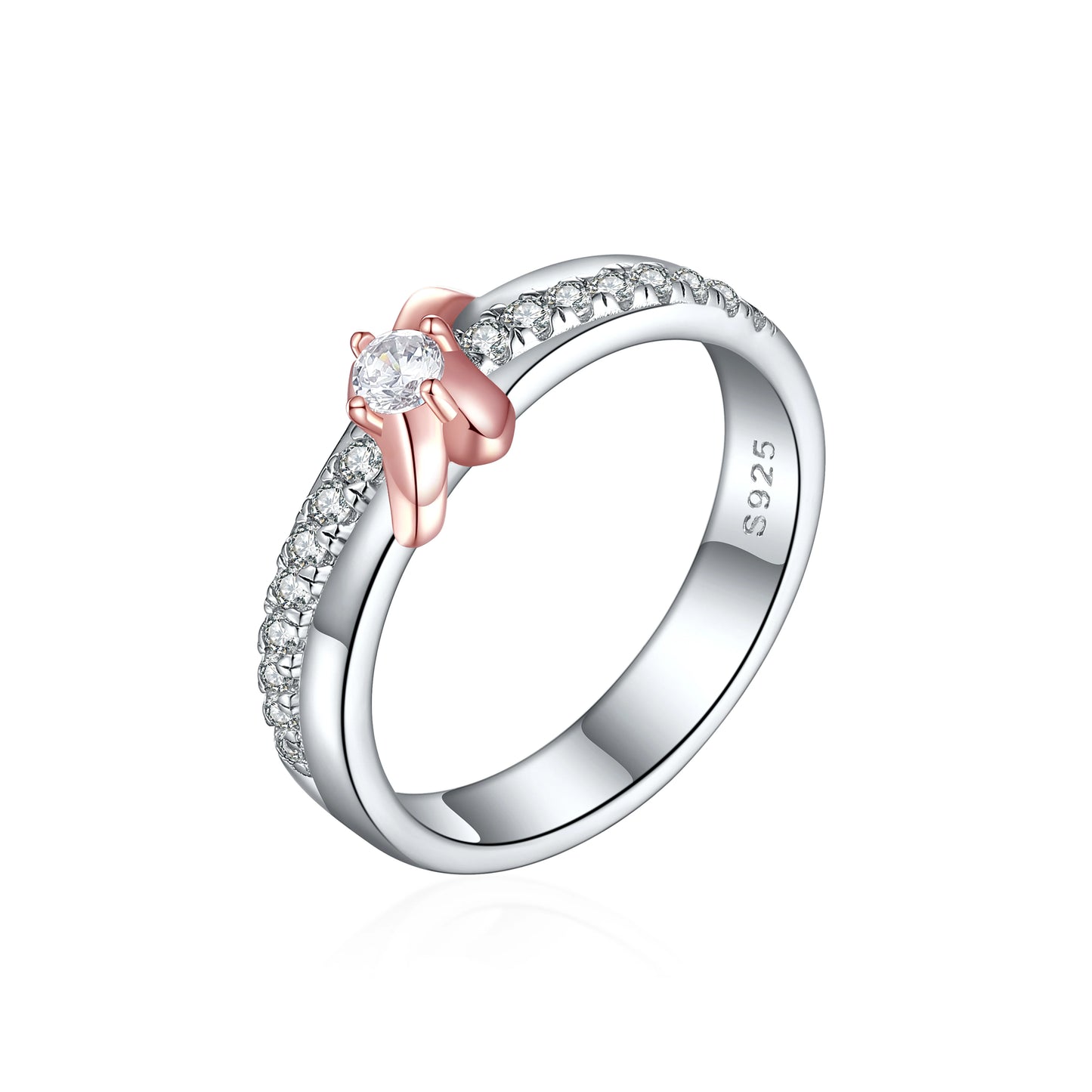 Fine Jewelry Hiphop Sparking Round Brilliant Cut Cubic Zirconia S925 Sterling Silver Weeding and Engagement Rings for Women