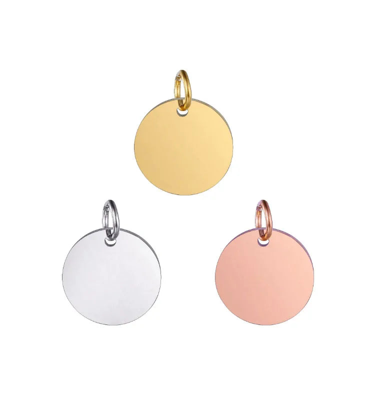 8mm 10mm 12mm 15mm 20mm 25mm 30mm Blank Round Stainless Steel Engravable Tag Charm for Engraving DIY Necklace Bracelet Crafti