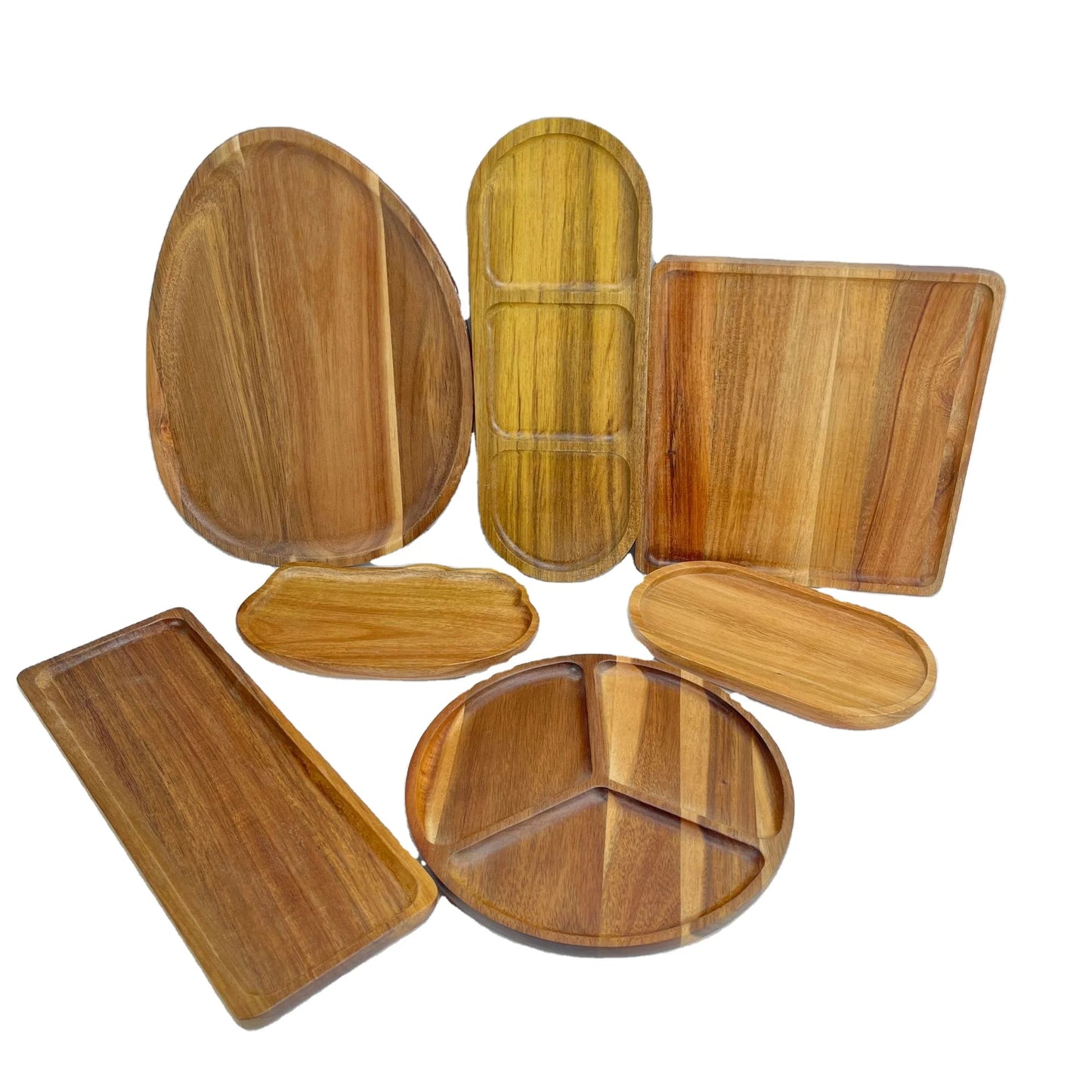 Rectangle Oval Wooden Platters Natural Acacia Wood Tray Wooden Cheese Plate Serving Tray for Serving Handcrafted
