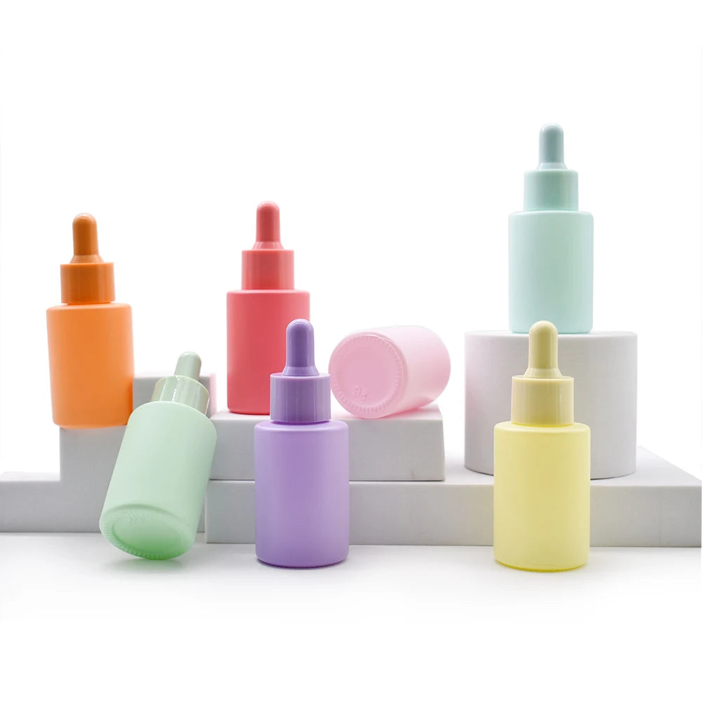 Hot Sale Flat Shoulder Frosted 30ml Essential Oil Glass Dropper Pipette Bottle
