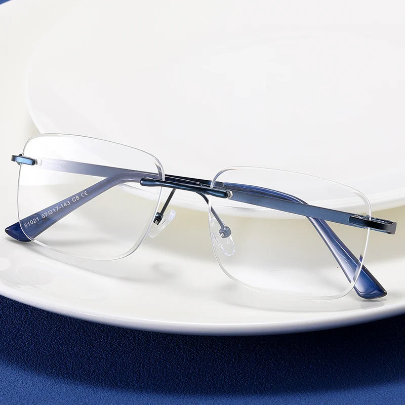 MS 81021 New Men's Frameless Flat Glasses Fashionable Temperament Optical Glasses Customized Logo