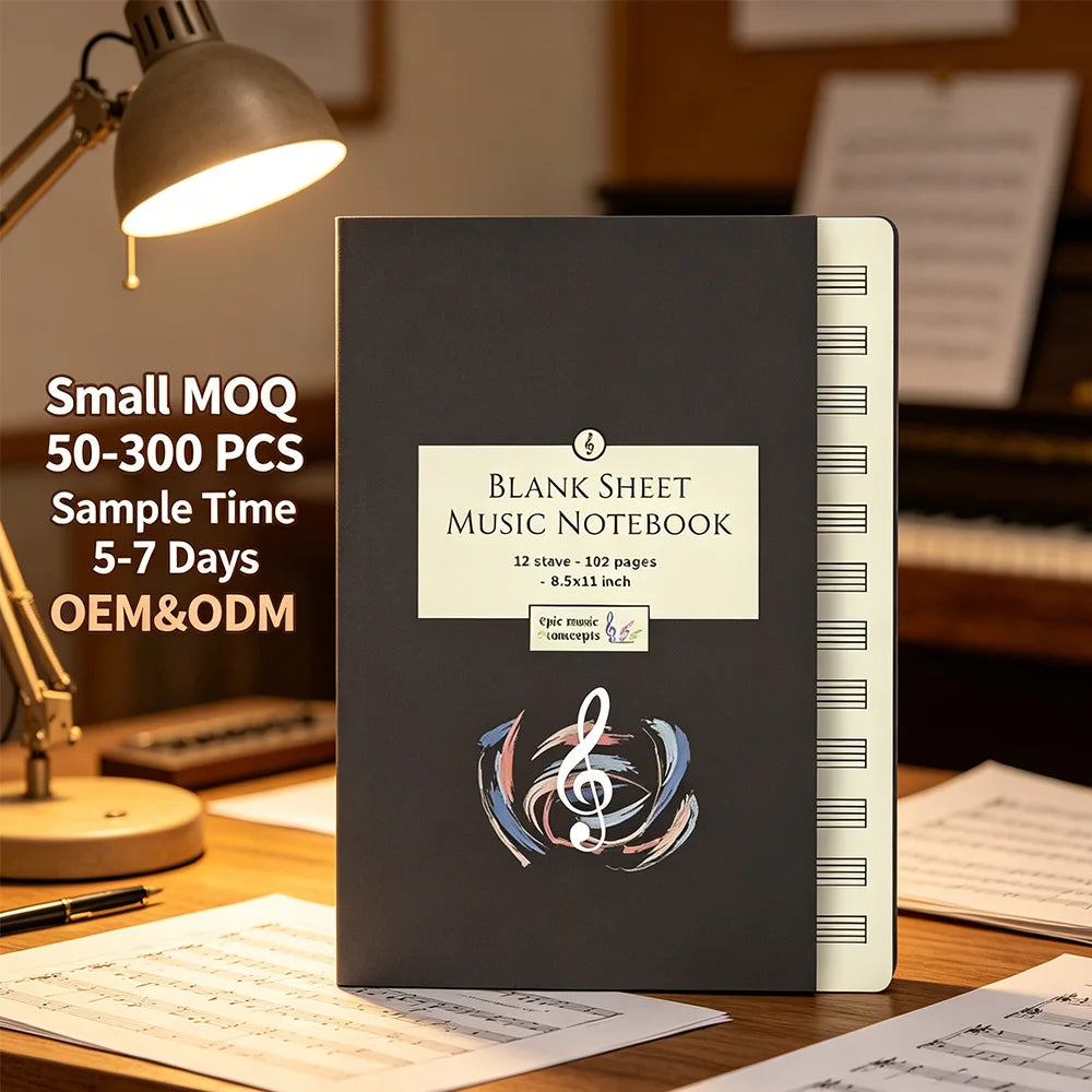 Custom Music Notebooks 102 Page Blank Sheet Music Manuscript Paper Sewing Binding for Composers Musicians Small Batch