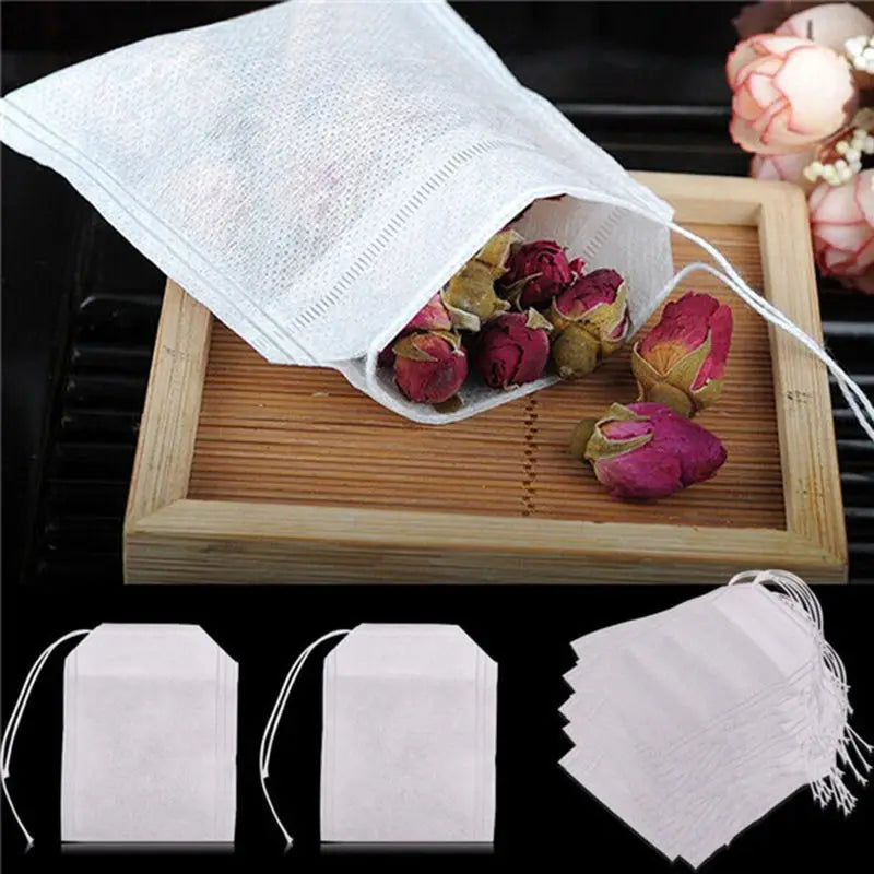 5.5 X 7CM Eco-Friendly Disposable Empty Scented Tea Bags String Healed Seal Filter Paper Plastic White 100Pcs/pack Custom Log