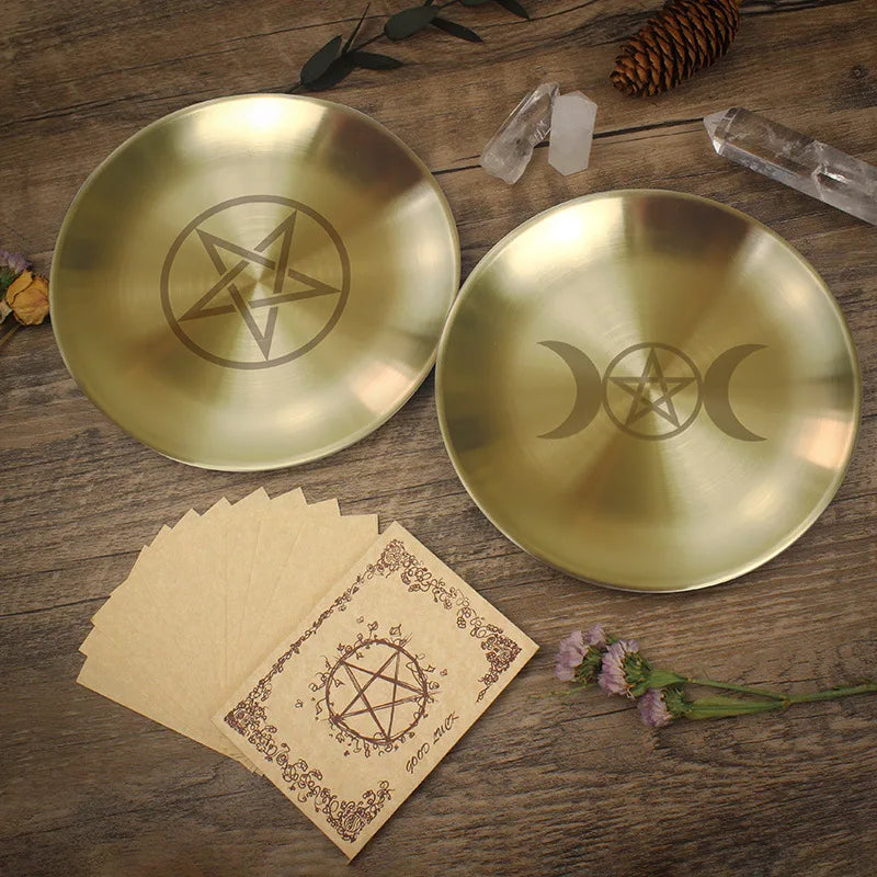 Tarot Candle Altar Plate Candle Holder Astrology Candlestick Decorative Tealight Candle Stand Pillar Tray