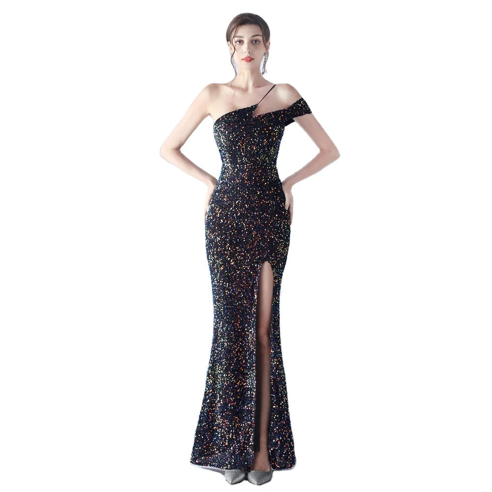 18682# Sexy Long Slimming Toast Bride Heavy Craft Beads Socialite Party Evening Dress