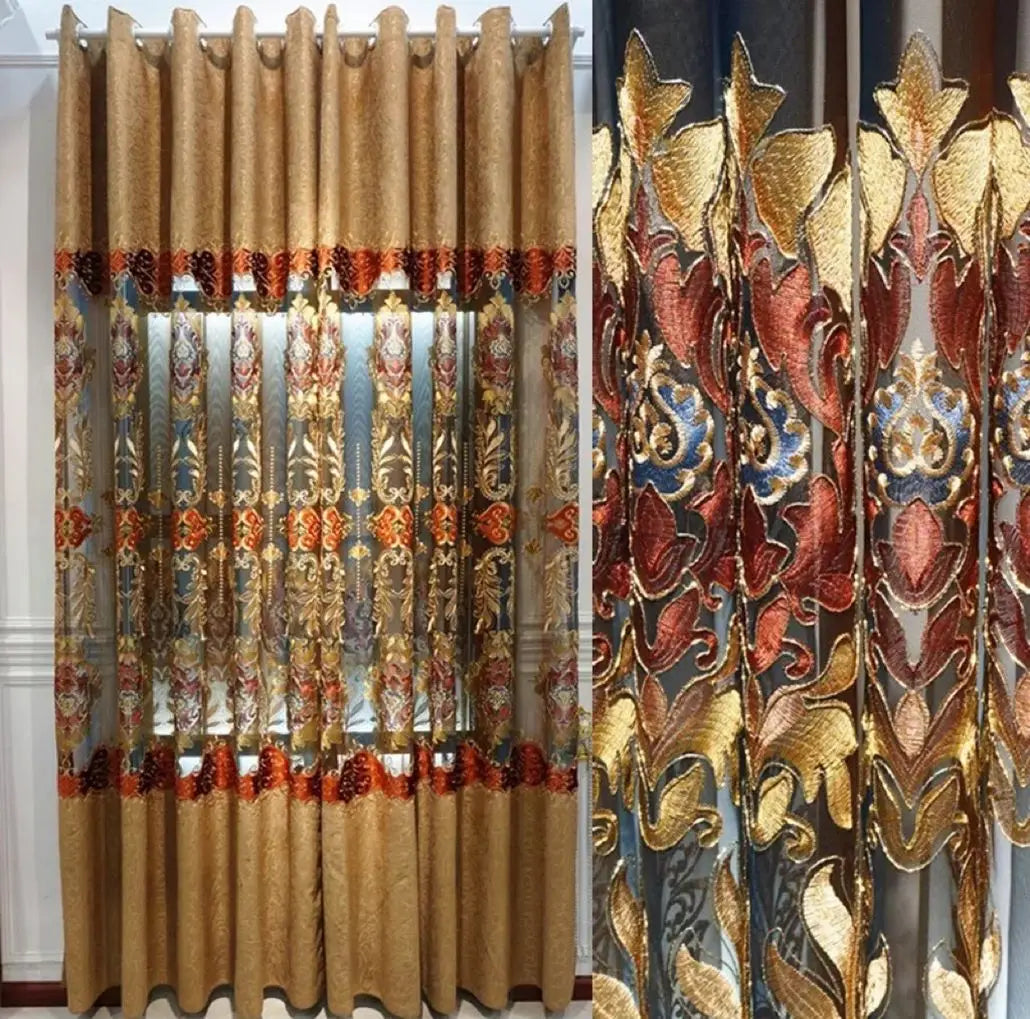 Factory Direct Sales Luxury Hollow High-end Embroidered Curtain Fabrics