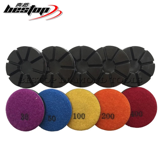3 Inch 10mm Thick Diamond Metal Powder Multi-Grit Abrasive Pad Hook Loop Backing ISO9001 Certified Customizable OEM Support