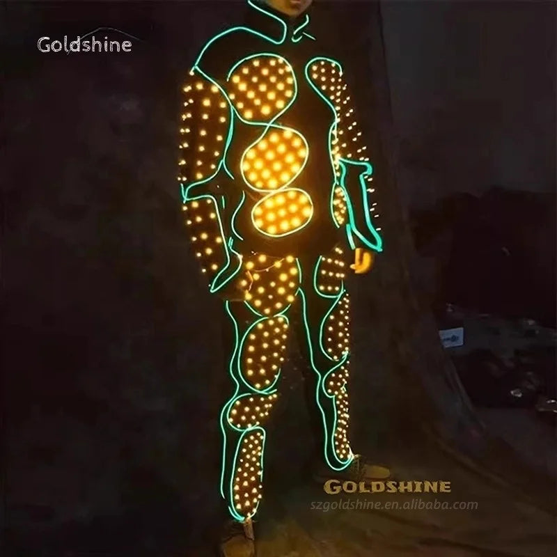 Cool LED Lighting Robot Costume Luminous Stage Show Dance Club Suit for Dancer Performance Party Decorations