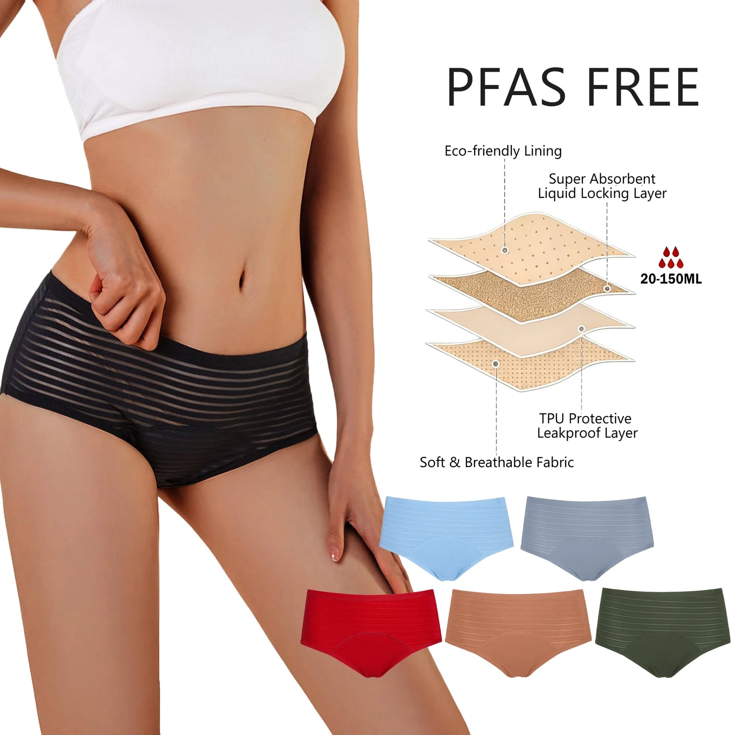 Shanhao Ready to Ship Breathable Lace Menstrual Panties Reusable Organic Cotton Bragas Menstruales Bamboo Period Panties