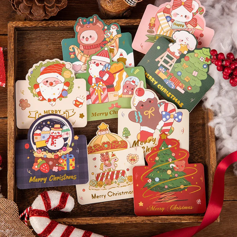 Christmas Cards 3D Thanksgiving Cards Holiday Merry Christmas Gold-Plated Greeting Card