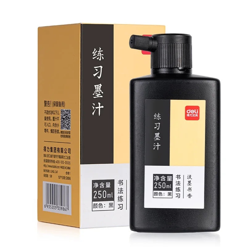 Deli 74292 250ml Ink for Students Use Black Ink for Practicing Calligraphyper 48bottle Per Carton Set