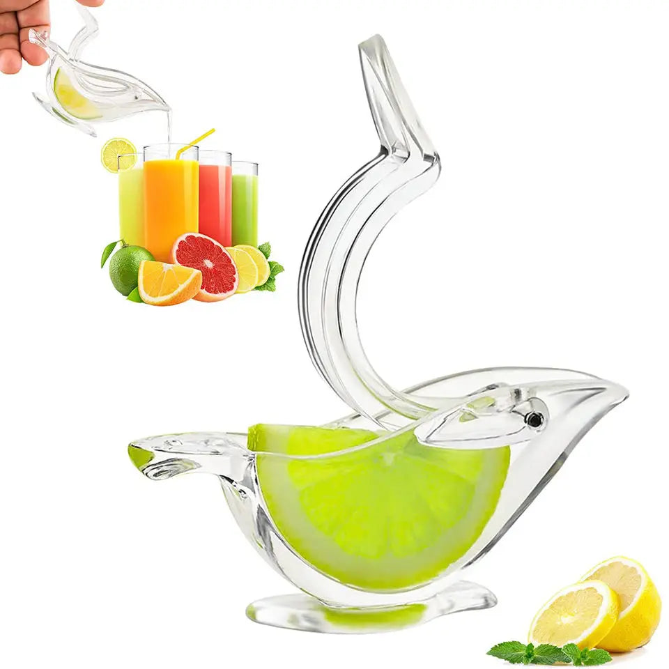 2024 Hot Sales Mini Manual Bird Shaped Lemon Squeezer Juicer Acrylic Lemon Squeezer Kitchen Portable Transparent Lemon Squeez