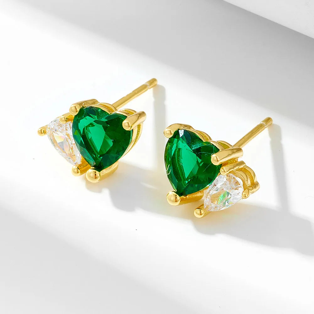 Peishang Heart Earrings Design Brand Gold Vermeil 925 Silver Party Heart Shape Stud Earrings