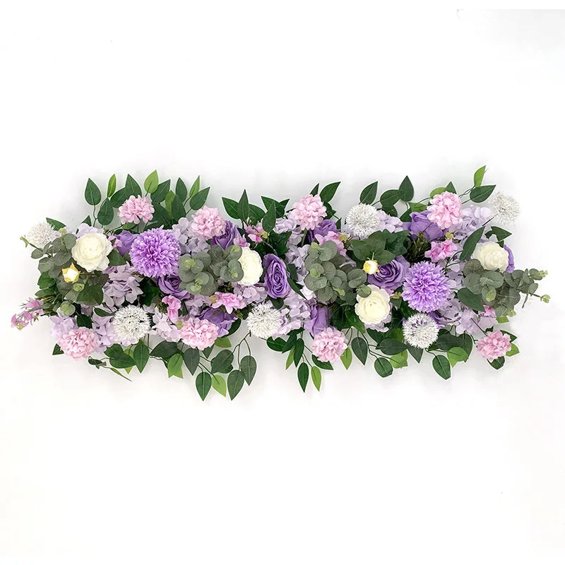 H- 226Wedding Party Road Lead Flower Decor White  Artificial Flower Runner Table Flower Row Wedding Backdrop Arch Decor