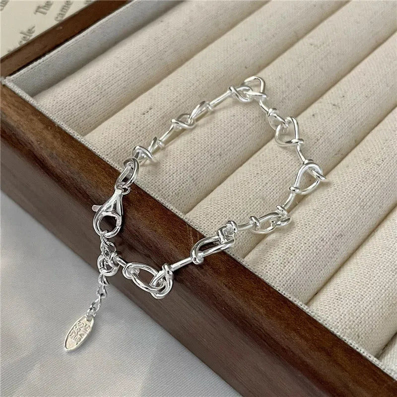 Stacking Fashion Women Jewelry 925 Sterling Silver Twist Rope Chain Bracelet
