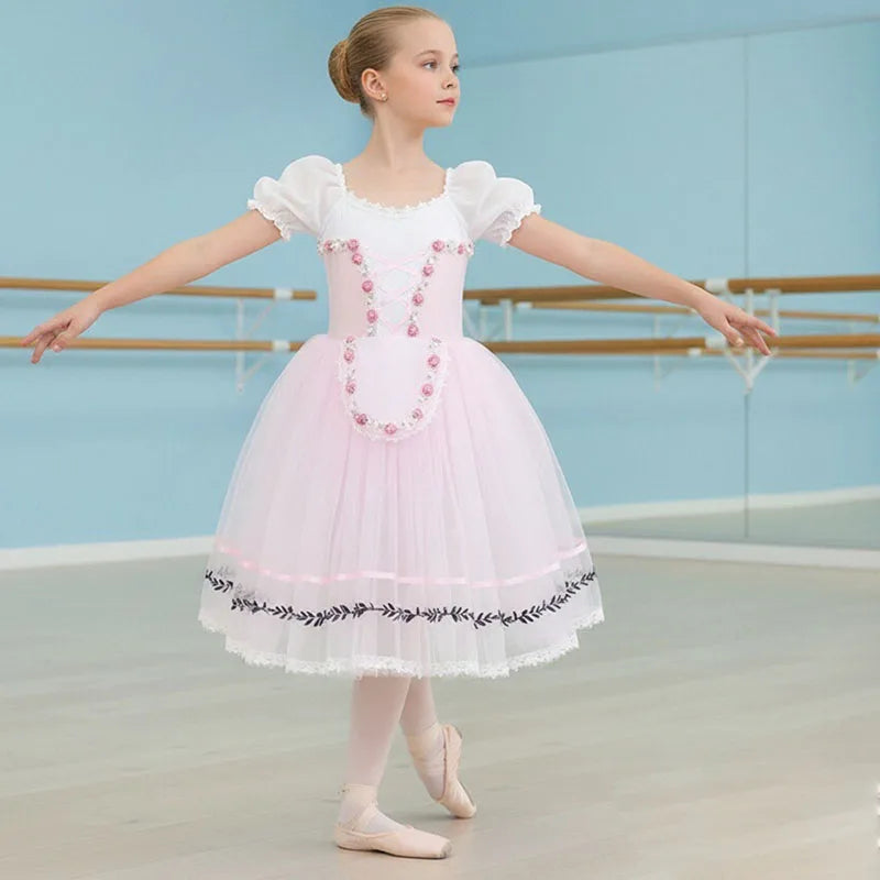 Pink Long Romantic Ballet Tutu Professional Leotard Girl Ballet Adulto Costume Performance Ballet Dress for Girls Tutu Skirts