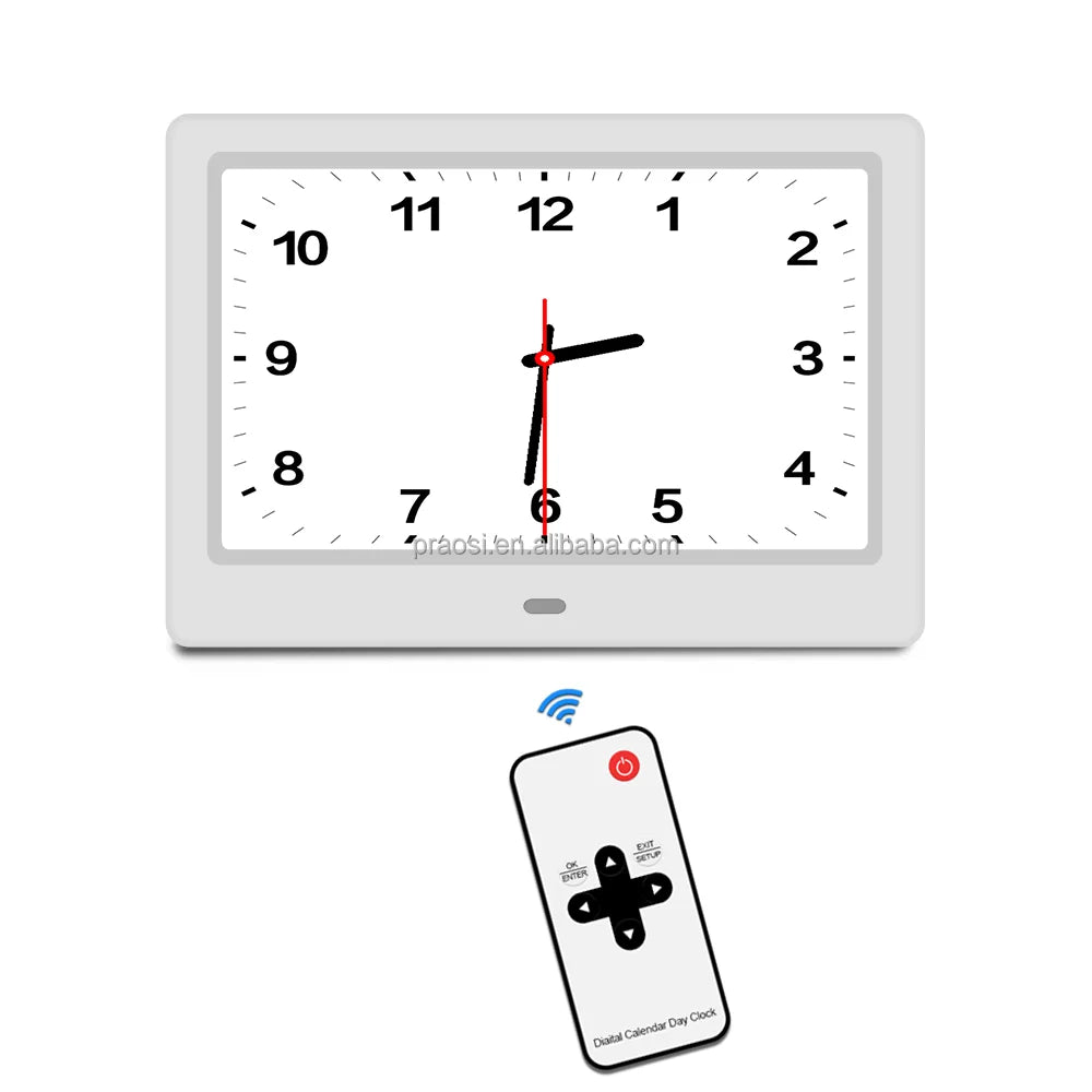 Modern 7 8 10.1 Inch Digital Photo Frame with Auto Dimming Remote Control Medication Reminders 25 Alarms Dementia Clocks