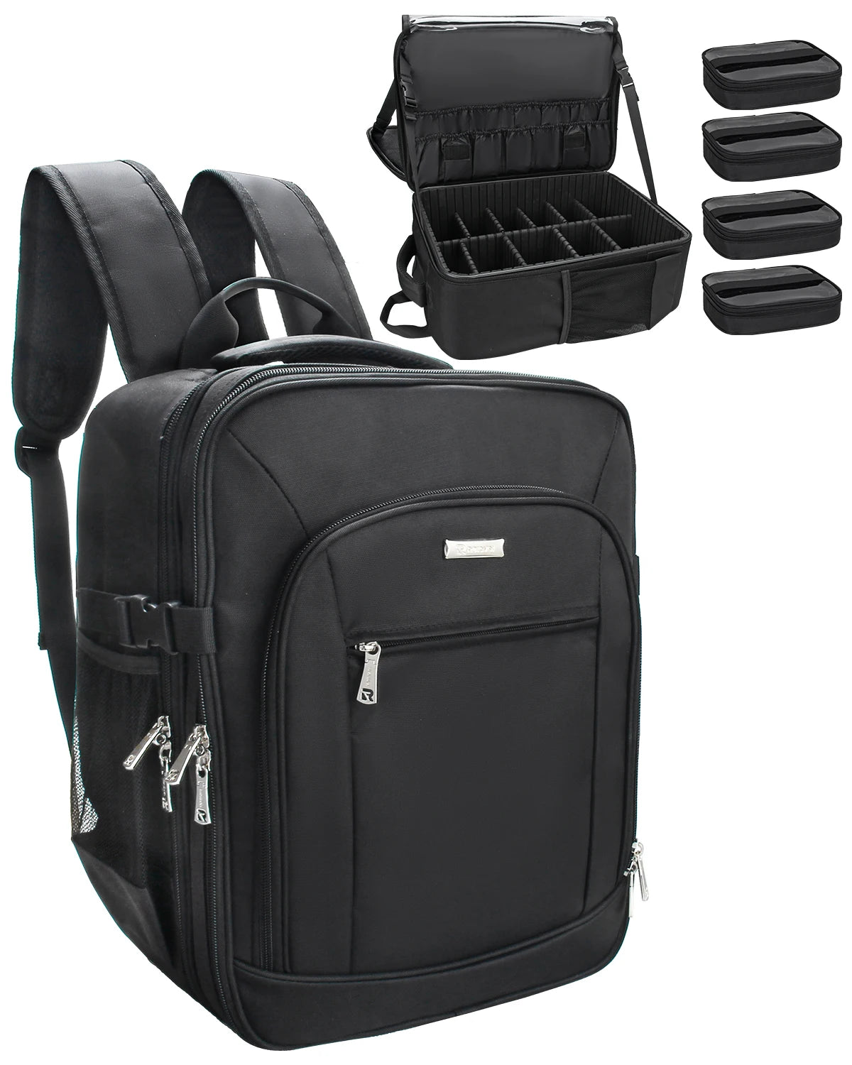 ReIaveI Travel Makeup Backpack Train Bag With Partition and 4 Small Bags Professional Makeup Artist Makeup Bag