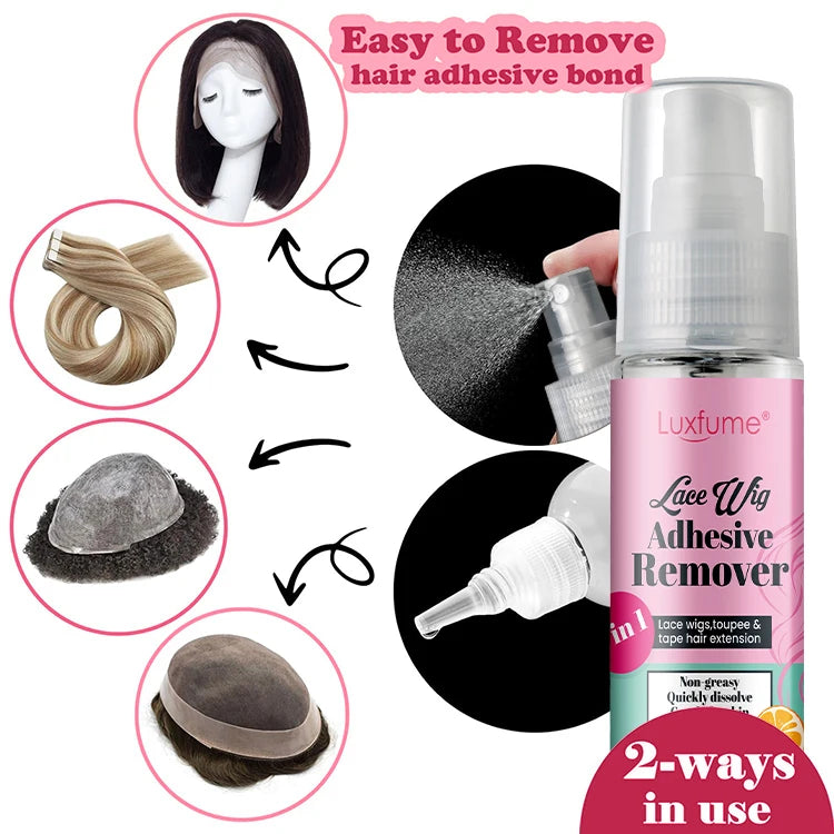 Luxfume Fast Acting Lace Wig Adhesive Remover Solvent Tape Hair Extensions Lace Glue Remover Spray