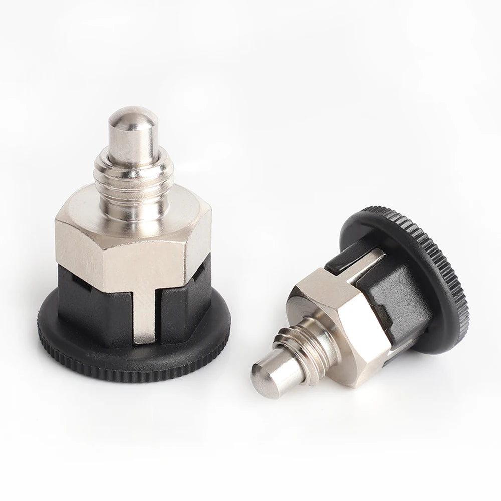Hexagon Collar Retractable Spring Mini Indexing Plunger Compacted with Lock-Out Fasteners Stainless Steel M8/M10 Nickel Plate