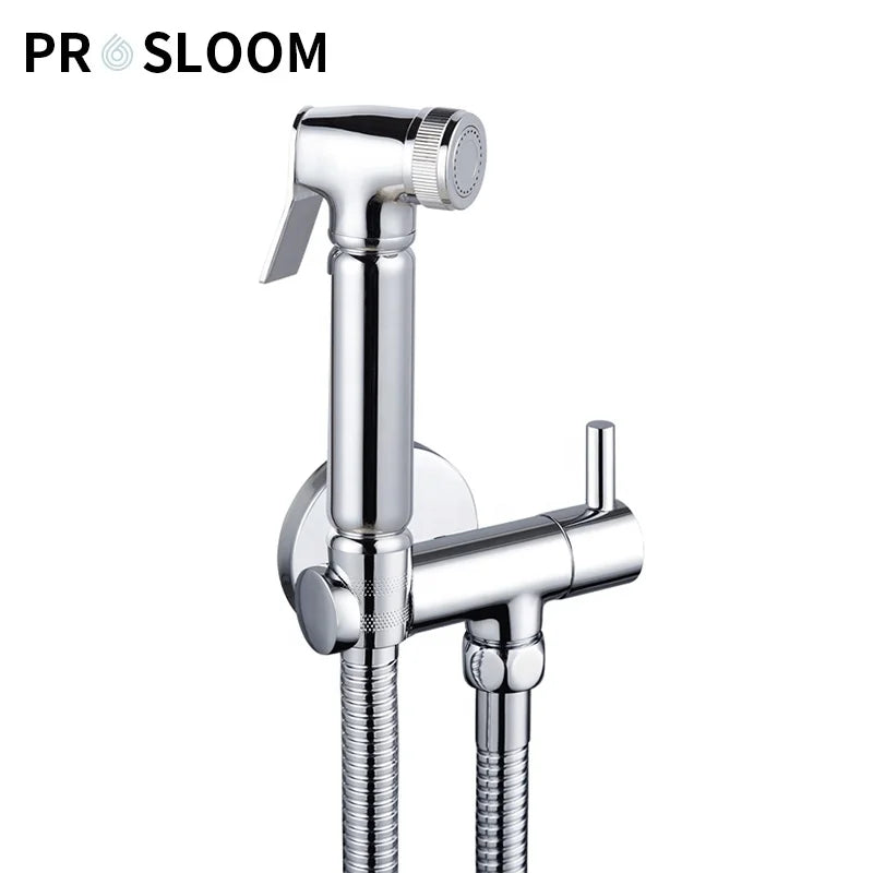 Brass Chrome-plated Wall-mounted Toilet Spray Gun High Pressure Flusher Eco-Friendly Vertical Spray Bathroom Toilet Companion