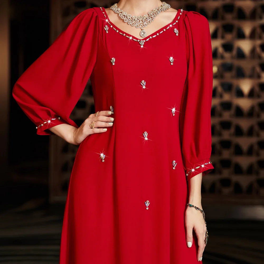 BA3054   ODM Fancy Abaya Moroccan Muslim Abaya Caftan  Fashion Handmade Clothing  Eid  Arabic Kaftan