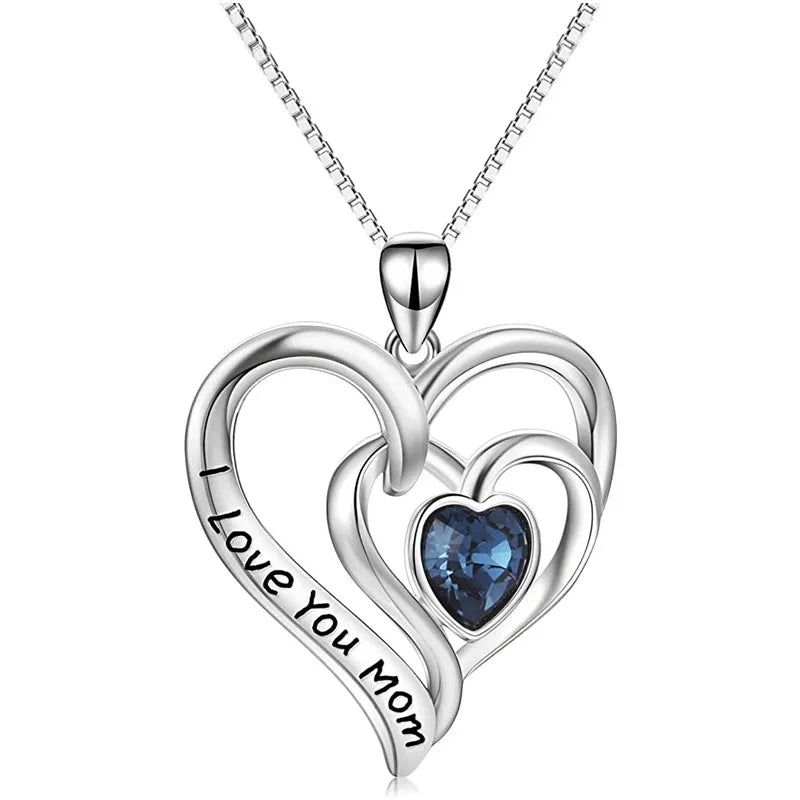 CAOSHI Simple Heart Design Silver Plated Jewelry Blue Imitated Diamond Necklaces OEM Cheap Hot Selling Jewelry Pendant Neckla