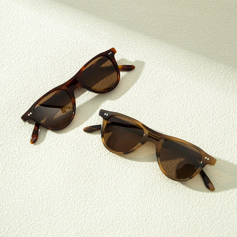 Italian Luxury Handmade Retro Round Gafas De Sol Polarized Acetate Shades Sunglasses