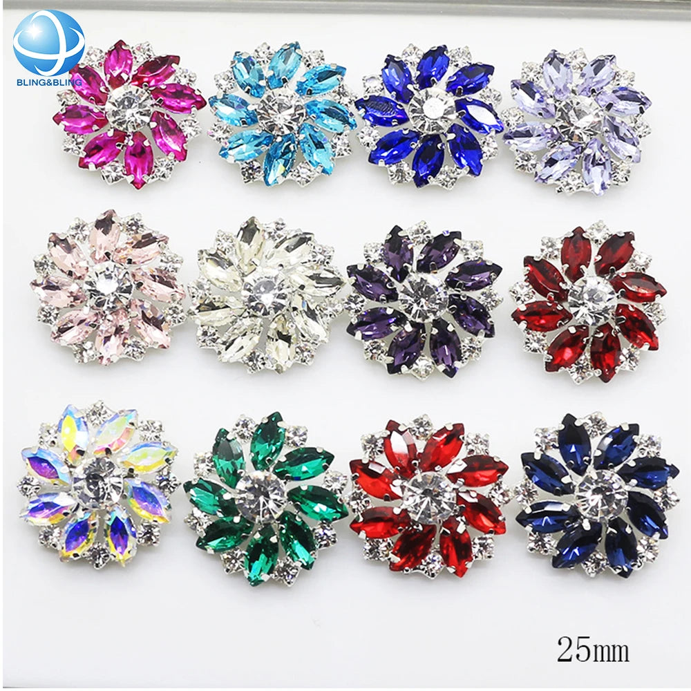 2026 New Arrival Jewel Shiny Diamond Buttons Flat Back Crystal Buckles Sew on Garments Embellishment