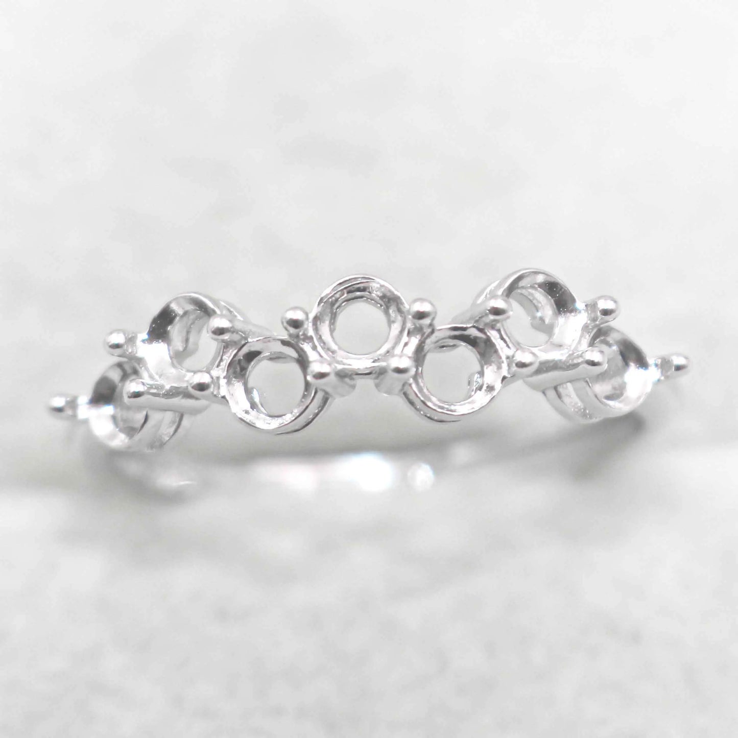Sterling Silver 3*3mm Semi Mount Ring Empty Frame Blank Support Claw Setting S925 Base Holder Without Center Stone for Inlay 