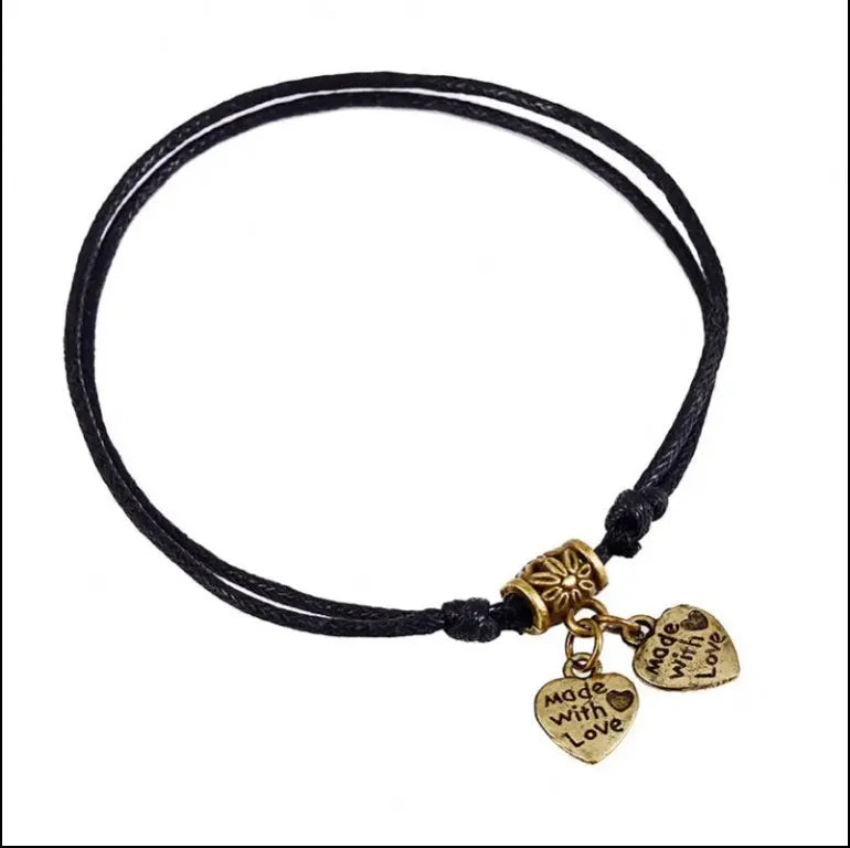 Wholesale Fashion Vintage Jewelry Black Wax Rope Woven Anklets Men and Women Couples Student Anklets