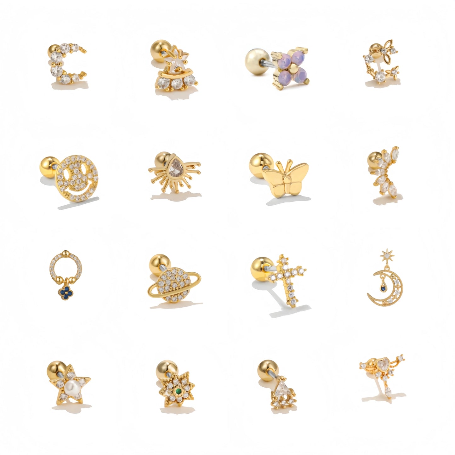 ZUOLA Piercing Body Jewelry Trendy Zircon Earrings with Durable Titanium Posts 18K Gold Plated Finish for Women