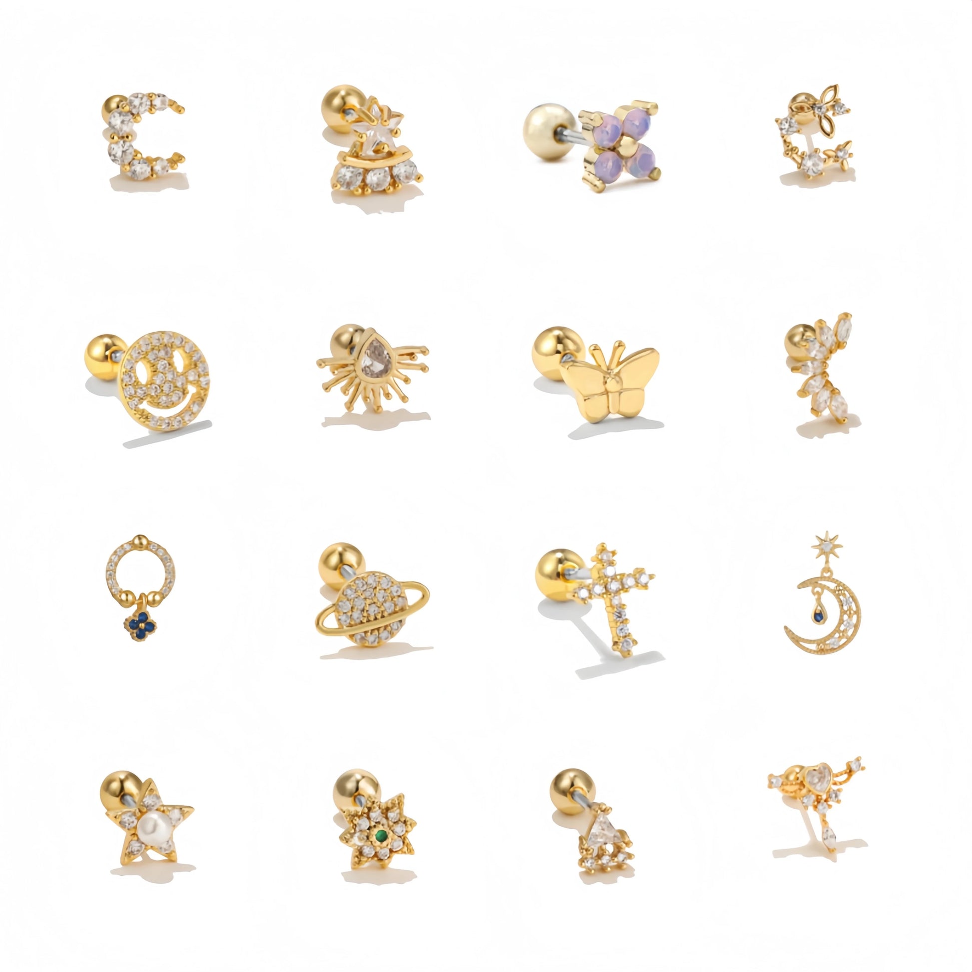 ZUOLA Piercing Body Jewelry Trendy Zircon Earrings with Durable Titanium Posts 18K Gold Plated Finish for Women