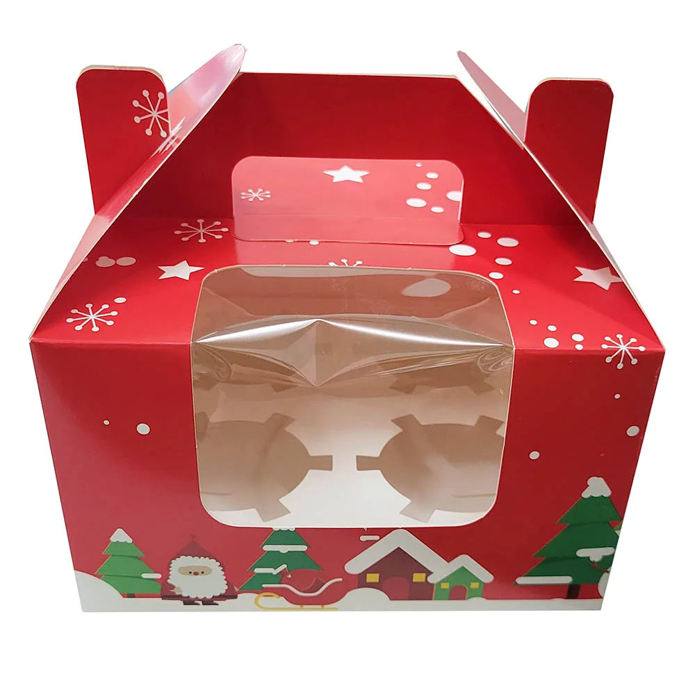 Cake Box with Window Matt Lamination Food-Safe Handmade Paperboard Folders Style for Christmas